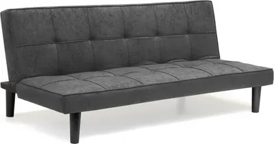 A gray sofa bed is shown from a side-angle on a white background.