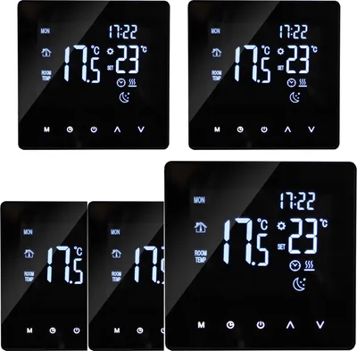 5X Digital Thermostat Raumthermostat für Warmwasserbereitung Programmierbare Temperaturregler fü Fußbodenheizung Innenthermometer Wandthermost,Schwarz