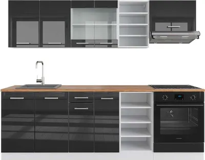 Produktbild von Küchenzeile Vicco R-Line Anthrazit Hochglanz/Weiß 240 cm , AP Eiche, Model 42632