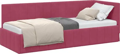 Produktbild von vidaXL Eckbettgestell mit Kopfteil Weinrot 80 cm x 200 cm Samt