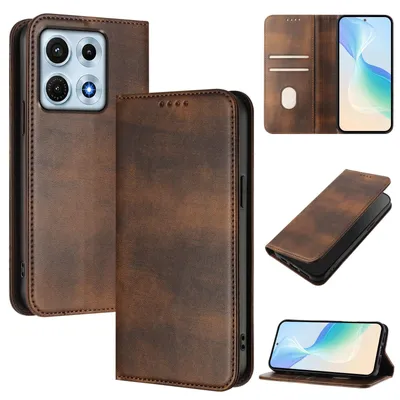 Produktbild von Handyhülle für Motorola Edge 70 Max, Vintage Leder RFID Schutz Kartenfach Standfunktion Magnetische Klapphülle Braun