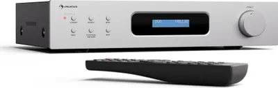 Produktbild von Auna Art22 Verstärker HiFi Stereo Mit Bluetooth & DAB+ Radio – 2x60 W, Optische & Koaxiale Eingänge, FM-Tuner, CD/DVD-Wiedergabe, Fernbedienung, Kompaktes Design, Weiß-Silber