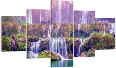Produktbild von Bild auf Leinwand - Leinwandbild - Wasserfall Natur - 125x70cm - Wand Bild - Wanddeko - Wandbilder - Leinwanddruck - Bilder - Kunstdruck - Wanddekoration - Leinwand bilder - Wandkunst - EA125x70-3893