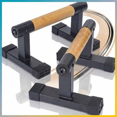 Produktbild von Paralettes Liegestützgriffe mit Holzgriff Kompakte Trainings-Griffe Fitness-Rack für Ganzkörper-Training; Größe: L