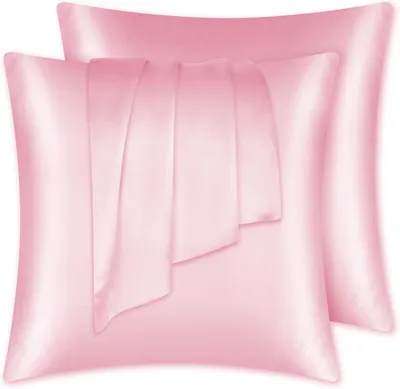 Productafbeelding van Zijde kussensloop 65x65 roze haar- en huidverzorging, 2 stuks