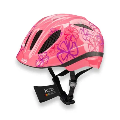 Produktbild von KED Meggy II Trend I Kinder Fahrradhelm Insektenschutznetz mit LED-Rücklicht maxSHELL Technologie Farbe: soft pink flower glossy Größe: 49-53 (SM)