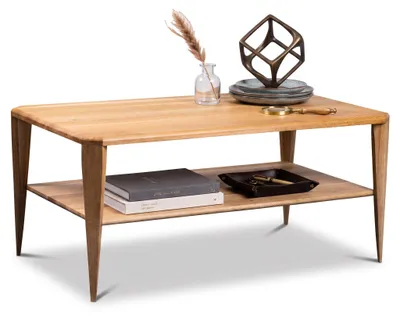 Produktbild von Couchtisch m. Zwischenablage100x45x60 Sofatisch Wildeiche massiv #4549