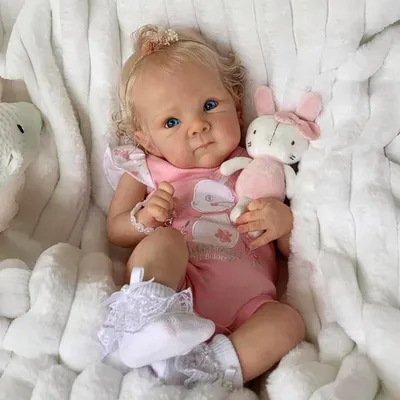 Produktbild von Reborn Puppe Baby Mädchen 18 Zoll Stoffkörper Lebensecht Geschenkset Rose