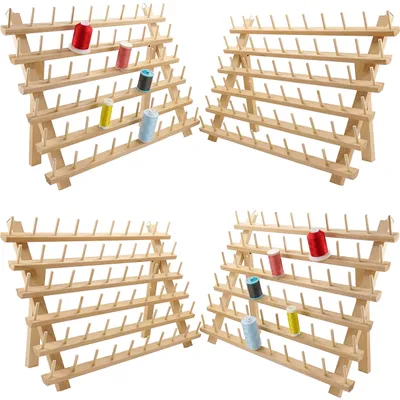 Productafbeelding van Solidchoice - Houten Draadrek voor 60 Spoelen en Organisatie