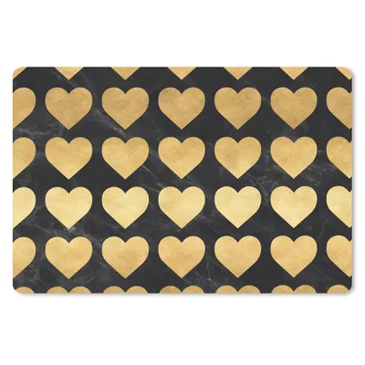 Produktbild von MuchoWow® Schreibtischunterlage Muster - Herz - Gold - Schwarz 60x40 cm - XXL Mauspad - Großes Mauspad