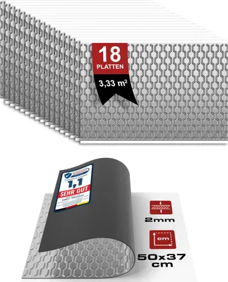 Produktbild von Schalldämmung Alubutyl Dämmmatten 50x37cm 3,33m² Anti Dröhn Vibration PKW Boot