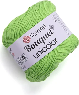 Produktbild von YarnArt Bouquet Unicolor Wolle 100% Baumwolle, 200m, 100g, Hellgrün, Perfekt für Sommerprojekte
