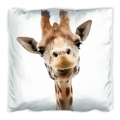 Produktbild von Wallario Premium Kissen, weiche Oberfläche, mit Motiv Giraffenkopf, Größe: 30 x 30 cm, mit weißer Rückseite