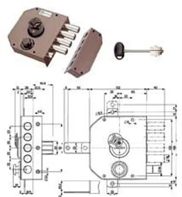 Obrázok produktu pre Bočný zámok na montáž s dvojitým západkovým mechanizmom 20510 – 60 mm, pravý (20510VDDM)
