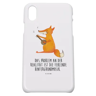 Produktbild von Mr. & Mrs. Panda Iphone 10 Handyhülle Fuchs Gitarre - Weiß - Geschenk, Handy, Musik, Singen, X, Cover, Musiker, Optimistisch, Hülle