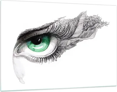 Produktbild von Bilder auf glas - Auge Feder Skizze Menschen - 120x80cm - Glasbilder - Wandbilder - Kunstdruck - zum Aufhängen bereit - Wanddekoration aus Glas - Glas Bilder - Wandbild auf Glas - GAA120x80-3001