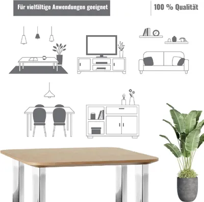 Produktbild von Hettich Möbelfuß / Tischbein Mella verchromt 60 x 60 x 700 mm - 100 kg belastbar
