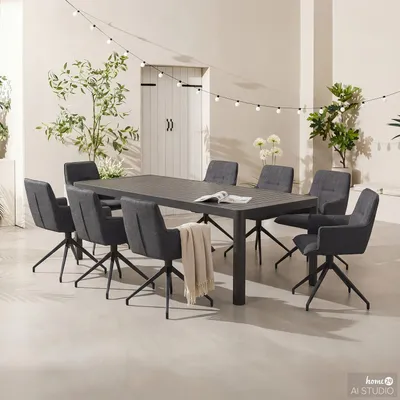 Produktbild von home24 Gartenessgruppe - 9-teilig - Stahl / Polyester