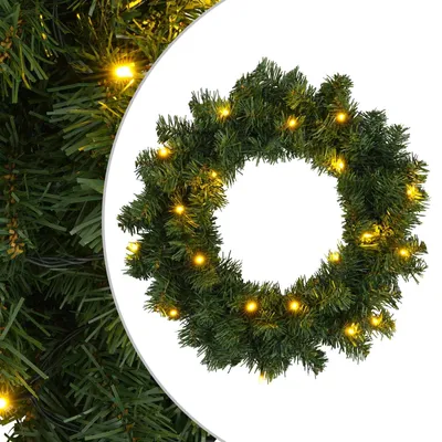 Image de vidaXL Couronne de Noël verte, diamètre 50 cm, PVC, 25 LED