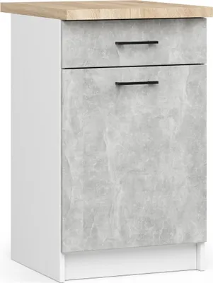 Image de Akord Armoire De Cuisine Oliwia + Plateau Blanc/Béton 50X46X85
