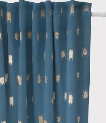 Produktbild von SCHÖNER LEBEN. Vorhang Käfer blau gold metallic 245cm Aufhängung Smok-Schlaufenband