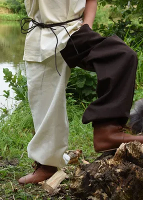 Immagine prodotto di Pantaloni larghi medievali per bambini Thore, marrone/naturale - costume da cavaliere travestimento medievale pantaloni vichinghi taglia: 110