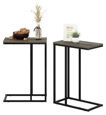 Productafbeelding van Furinno Camnus moderne salontafel, eikenhoutskleur grijs, 2 stuks