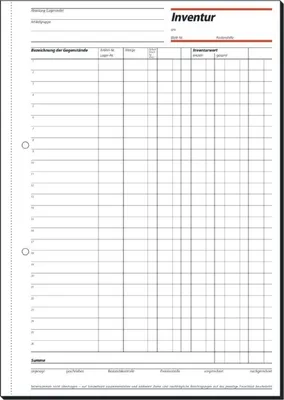 Produktbild von Formularbuch Inventurbuch A4hoch weiß VE=10x50 Blatt