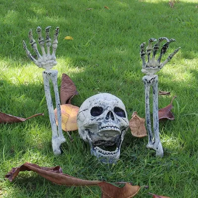Produktbild von Halloween Deko Skelett Outdoor Garten Gruselig Totenkopf Set Gartendeko