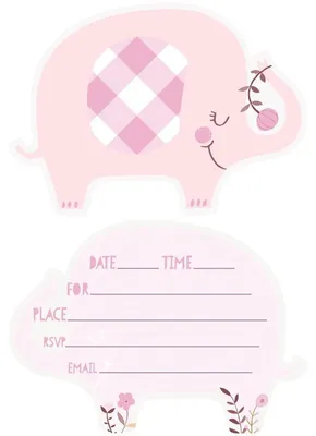 Produktbild von Baby Shower Elefant Mädchen 8 Einladungskarten