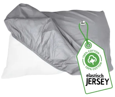 Produktbild von Jersey Spann Kissenbezug 25x25 cm Grau Elastisch – Nackenkissen & Gesundheitskissen Bezug aus 100% Baumwolle mit Rundumgummi - Nackenstützkissen Bezug