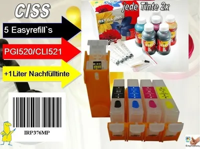 Produktbild von IRP376MP - Megasparpack: CISS Easyrefillpatronen + 1000ml Nachfülltinte