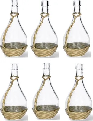 Produktbild von 6 X 2L Flasche + EKO Korb GLASBALLON Weinballon GLASFLASCHE Flasche Gallone