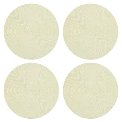 Produktbild von Tischset 4er Set Ecru rund 35 cm Ø Platzset abwaschbar Platzdeckchen geflochtene Optik