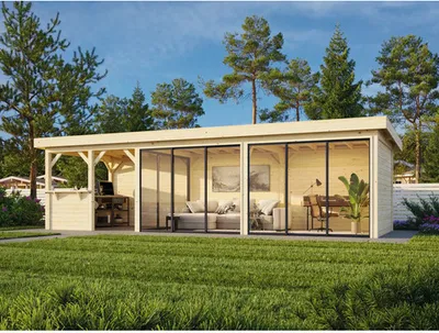 Produktbild von Pavillon Palmako Lenna Slide Plus 24,9 m² Set 719 876 x 300 cm tauchimprägniert