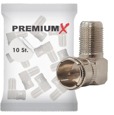 Produktbild von PremiumX 10x F-Stecker F-Quickstecker SAT Schnell F-Kupplung 90°Winkel Verbinder