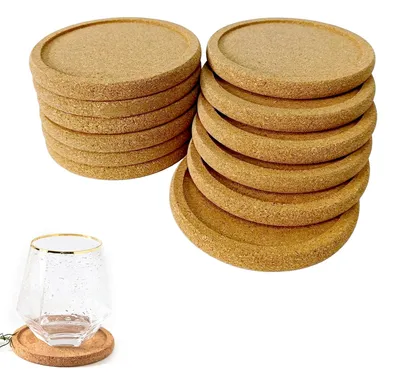 Kork-Untersetzer rund 10 cm, 12 Stück, saugfähig, für Gläser & Tassen