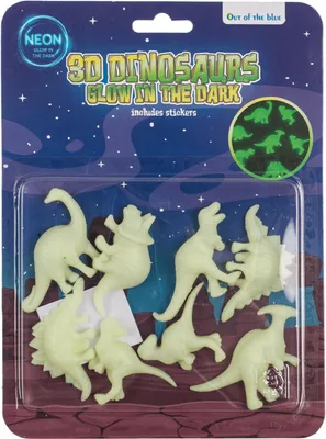 Produktbild von 3D-Dinosaurier Leuchtsticker Glow in the Dark Dino Leuchtaufkleber im 8er-Set