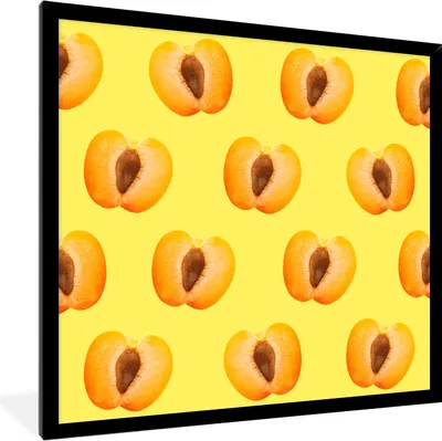 Produktbild von MuchoWow® MuchoWow® Gerahmtes Poster Pfirsich - Pastell - Muster 40x40 cm - Poster mit zchwarzem Bilderrahmen - Mit Rahmen - Wanddekoration Schlafzimmer