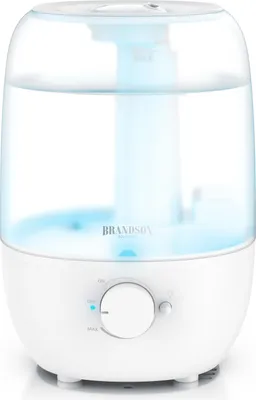 Immagine prodotto di Umidificatore Brandson con manopola per la regolazione continua della nebulizzazione, umidificatore per ambienti, 2000 ml, 2 l, luce LED con cambio colore in 7 tonalità, spegnimento automatico, silenzioso