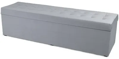 Produktbild von MG Design Polsterhocker Grau 45x160 cm - Stauraum 190L, bis 300 kg, samtig-weich mit Schimmer, pflegeleicht, für Wohnzimmer & Flur