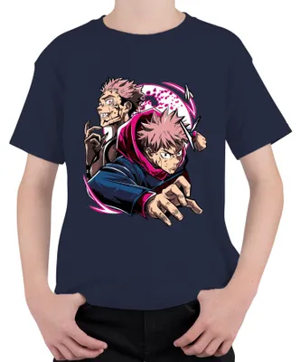 Immagine prodotto di Jujutsu Kaisen Yuji Itadori Sukuna Anime Action Fan Gift Maglietta unisex per bambini, Navy, 128