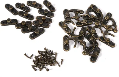 Obrázok produktu pre 12X starožitné dekoratívne šperky Darčekové víno Drevená krabica Hasp Latch Hook so skrutkami