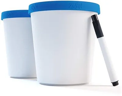 Image de Lot de 2 boîtes réutilisables de 1 litre pour la conservation de la glace, avec couvercle à étiquette - sans BPA - pour la glace maison
