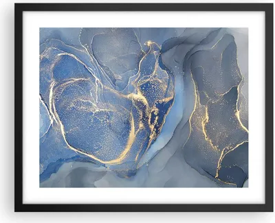 Produktbild von Gerahmtes Poster - Schwarzer Rahmen - Gold Blau Farbe - 50x40 cm - Wand Bild - Wanddeko - Wandbilder - Kunstposter - Wandposter - Bilderrahmen - Bilder - Kunstdruck - Wanddekoration - P2BAA50x40-5029