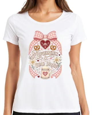 Immagine prodotto di Abito tradizionale bavarese per , completo da donna: Dirndl, pantaloni in pelle, t-shirt, colore bianco, taglia XL
