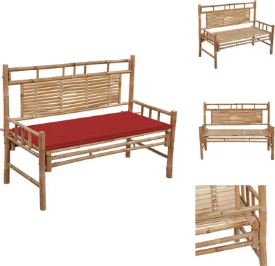 Produktbild von vidaXL Gartenbank mit Auflage 120 cm Bambus -  Gartenbänke