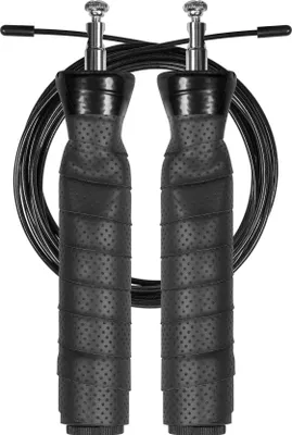 Produktbild von Rebel RBA-3203 Springseil mit Gummigriff, 2 Gewichten à 100 g und Metalllager, verstellbar, 300 cm, schwarz