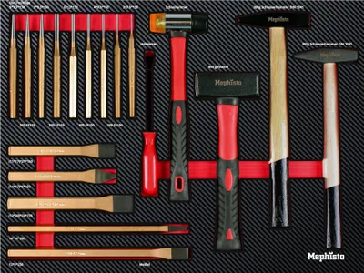 Produktbild von Mephisto ProLine Hammer-Set, Meisel, Durchschläge uvm. in Carbon Look Soft Inlay