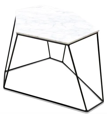 Image de Casa Padrino Table basse design Blanc / Noir 64 x 48 x H. 40 cm - Table de salon de luxe avec plateau en marbre